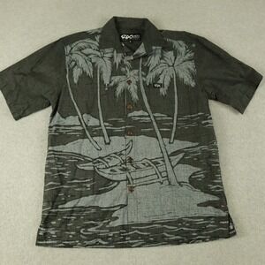 Rix Shirt Mens Small Hawaiian Island Beach Casual Button Up Gray Short Sleeve